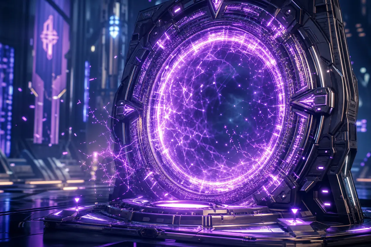 Glowing holographic portal