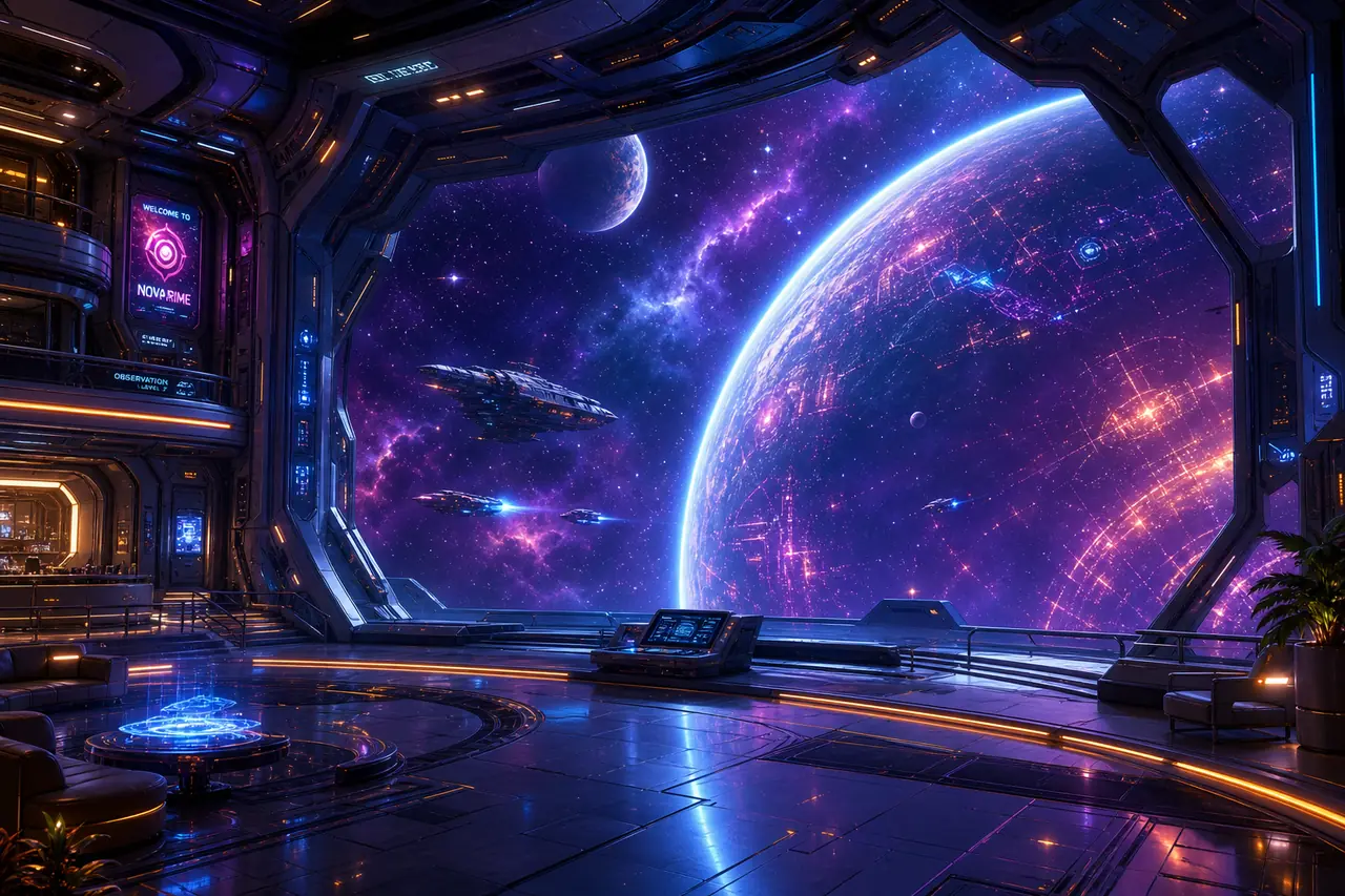 Futuristic space station view